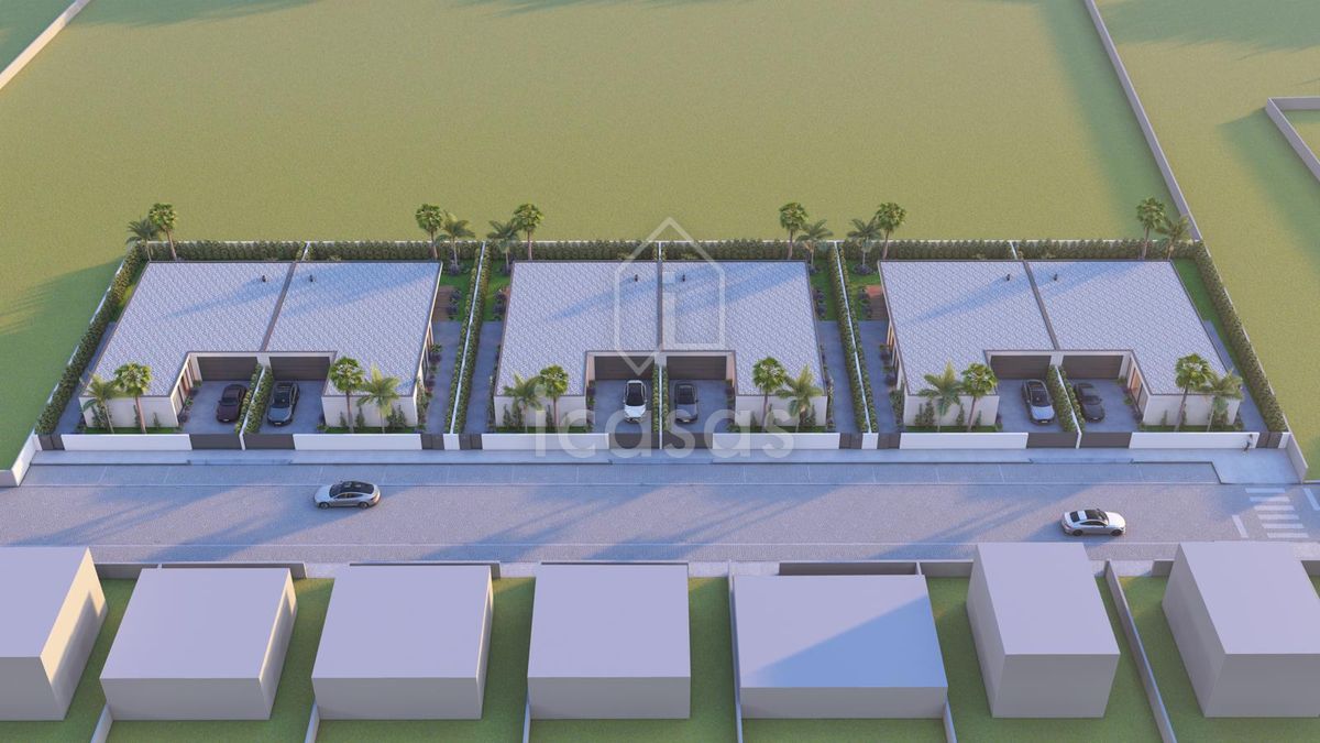 Project image: the six plots of the subdivision, in three blocks of two semi-detached houses